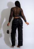 Workwear Bag Suspender Loose Casual Denim Trousers CM-8692