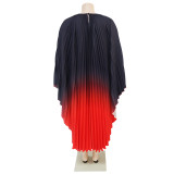 Plus Size Gradient Color Pullover Cape Bat Sleeve Dress NNWF-7933