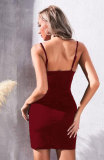 Sexy Sling Backless Bead Mini Dress XHXF-371