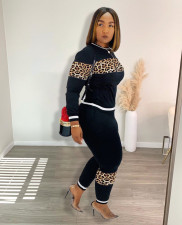 Leopard Print Patchwork Long Sleeve Two Piece Set HMS-5580