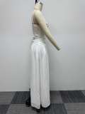 Plus Size Solid See Through Single Shoulder Maxi Dress  NY-10593
