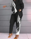 Plus Size Casual Print Long Sleeve Pants Two Piece Set GSRX-9076