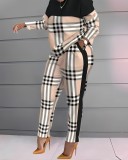 Plus Size Casual Print Long Sleeve Pants Two Piece Set GSRX-9076