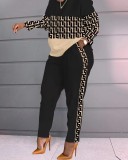Plus Size Casual Print Long Sleeve Pants Two Piece Set GSRX-9076