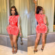 Solid Mesh Hot Drill Sleeveless Tassel Mini Dress BY-C6628