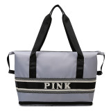 PINK Letter Print Fitness Sports Shoulder Travel Bag HCFB-20807