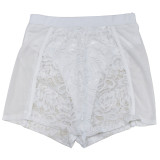 Solid Sexy Lace Sleeveless Shorts Two Piece Set BY-6658