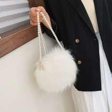 Pearl Chain Tote Shoulder Crossbody Fur Bag HCFB-156121