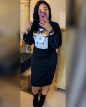 Bubble Sleeve Studded Sequin Midi Dress LSL-6230