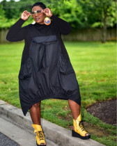 Casual Patchwork Long Sleeve Loose Midi Dress ZDF-31292