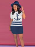 Summer Round Neck Printed Striped Dress SH-390601