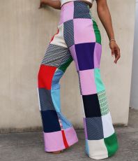 Print Colorful Plaid Casual Pants MDF-5384