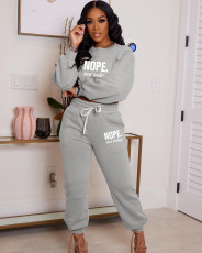 Letter Print Sport Casual Two Piece Pants Set WAF-7730619