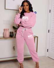 Letter Print Sport Casual Two Piece Pants Set WAF-7730619