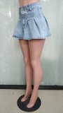 Sexy Slim Denim Pleated Mini Skirt LX-6006