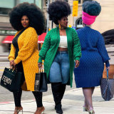 Plus Size Solid Color Cardigan Sweater Coat NY-099