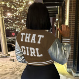 Fashion Embroidery Splicing Slim Baseball Jacket IV-8431