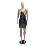 Sexy Sling Tassel Hot Drill Nightclub Dress CYA-900790