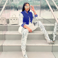 Fashion Letter Embroidery Splicing Slim Baseball Jacket XEF-33900