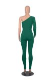 Solid Color Single Shoulder Slim Jumpsuit MZ-2809