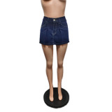 Fashion Denim Pleated Ultra-short Culottes QXTF-8205