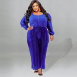 Plus Size Solid Color Single Shoulder Jumpsuit GDAM-218301