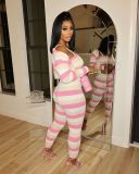 Knit Colorful Print Sports Three Piece Pants Set TK-6299