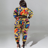 Fashion Print Long Sleeve Two Piece Pants Set GDAM-218287