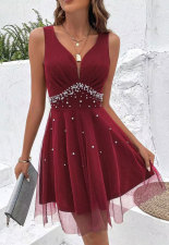 Sexy Sleeveless Beaded Sling Midi Dress XHXF-370