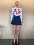 Plus Size Fashion Casual Denim Pleated Skirt OD-D8429