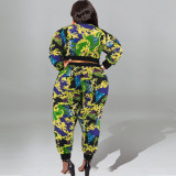 Fashion Print Long Sleeve Two Piece Pants Set GDAM-218287