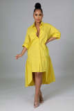 Fashion Solid Loose Irregular Shirt Dress WSM-5346