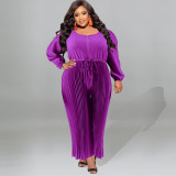 Plus Size Solid Color Single Shoulder Jumpsuit GDAM-218301