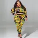 Fashion Print Long Sleeve Two Piece Pants Set GDAM-218287