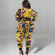 Fashion Print Long Sleeve Two Piece Pants Set GDAM-218287