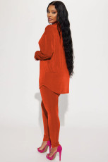 Casual Solid Color Long Sleeve Two Piece Pants Set YD-8775
