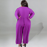 Plus Size Solid Color Single Shoulder Jumpsuit GDAM-218301