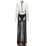 Sexy Sleeveless Mesh Splicing Slim Maxi Dress XEF-34690