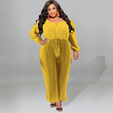 Plus Size Solid Color Single Shoulder Jumpsuit GDAM-218301