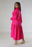 Fashion Solid Loose Irregular Shirt Dress WSM-5346