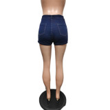 Fashion Denim Pleated Ultra-short Culottes QXTF-8205