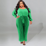 Plus Size Solid Color Single Shoulder Jumpsuit GDAM-218301