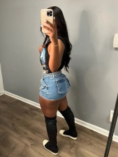 Sexy Pocket Slim Denim Skirts QXTF-8787