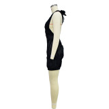 Sexy Solid Hollow Out Backless Mini  Dress BY-6670