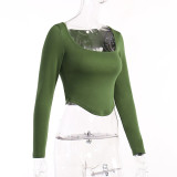 Knit Long Sleeve Casual Bottom Shirt FL-22150