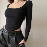 Knit Long Sleeve Casual Bottom Shirt FL-22150