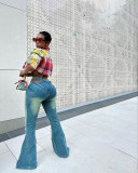Fashion Zipper Adjustable Lumbar Slim Jeans TK-6298