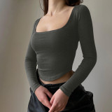 Knit Long Sleeve Casual Bottom Shirt FL-22150