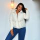 Long Sleeve Standing Collar Solid Color Cotton Jacket FL-23469