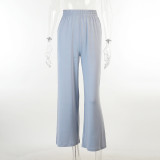 Solid Long Sleeve Crop Tops And Pants Two Piece Set FL-21290